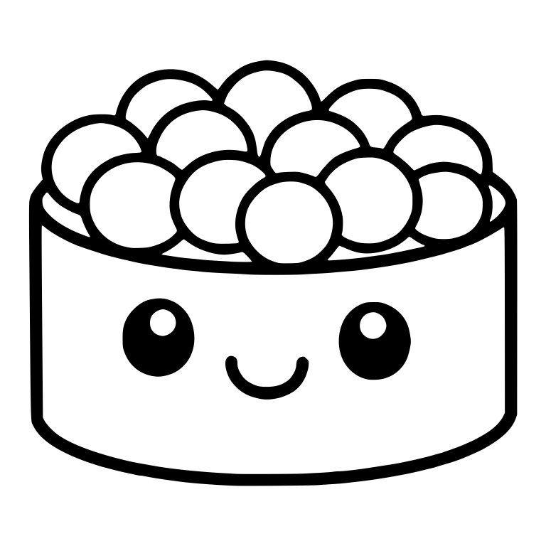 Gunkan Sushi With Large Roe Balls and Soft Smile — free food SVG cut file
