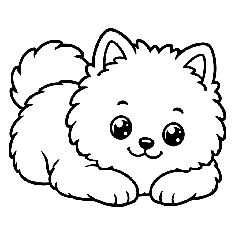 Lying Pomeranian With Sparkly Eyes And Tail Up — free animal SVG cut file
