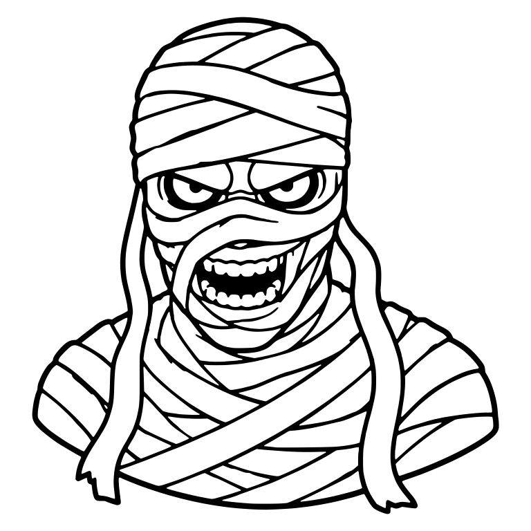 Snarling Mummy Bust With Long Hanging Strips — free fantasy-creature SVG cut file