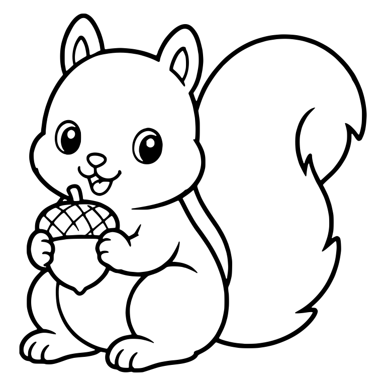 Squirrel Sitting And Holding A Big Acorn — free animal SVG cut file