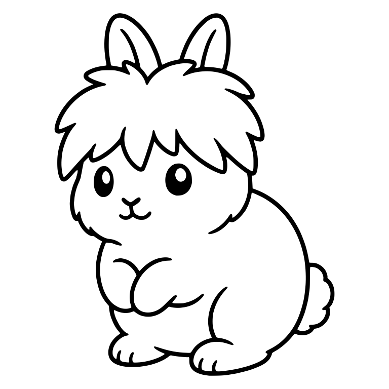 Sitting Shaggy-Fringe Bunny With Paws Together — free animal SVG cut file