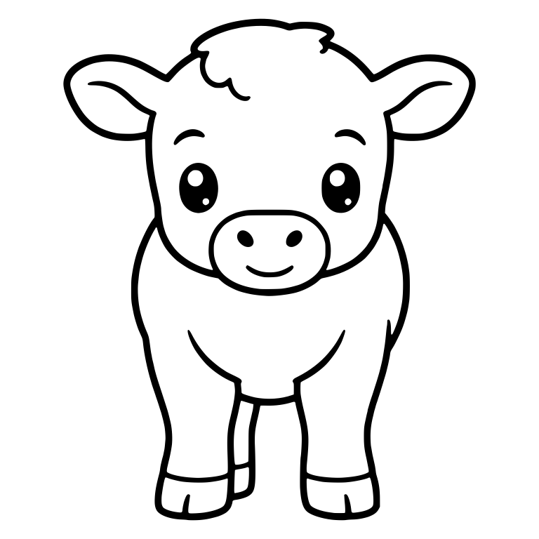 Front-Facing Calf Standing With Eyebrows And Smile — free animal SVG cut file