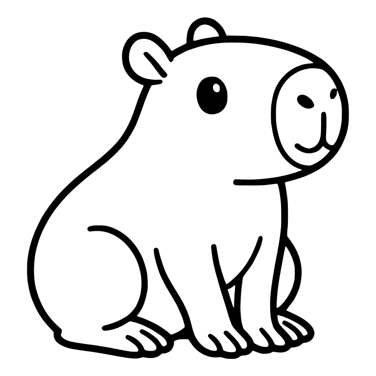 Seated Capybara Turned Three-Quarter View With Big Eye — free animal SVG cut file