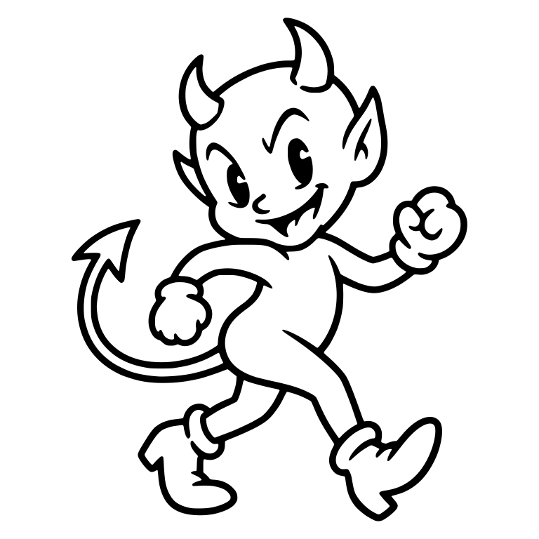 Retro Devil Strutting With Raised Fist — free fantasy-creature SVG cut file