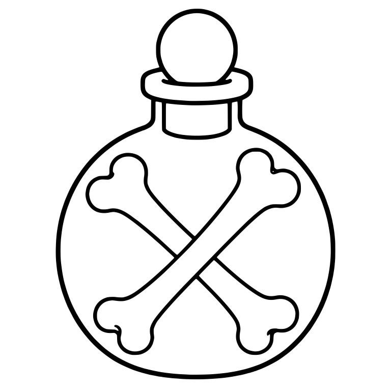 Crossed Bones on Round Flask with Ball Stopper — free objects SVG cut file