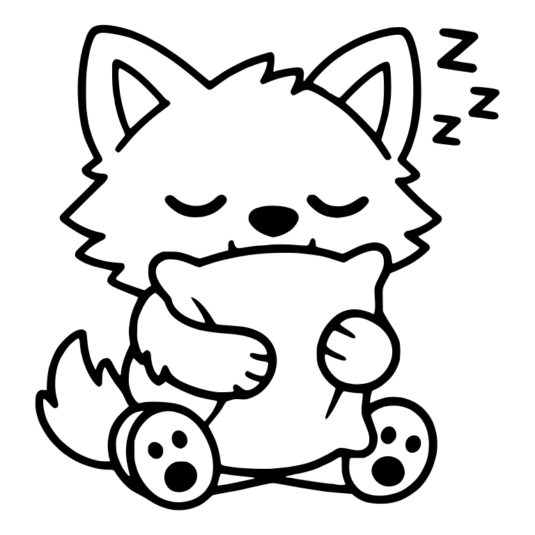 Sleepy Kawaii Wolf Pup Hugging a Pillow With Zzz — free animal SVG cut file