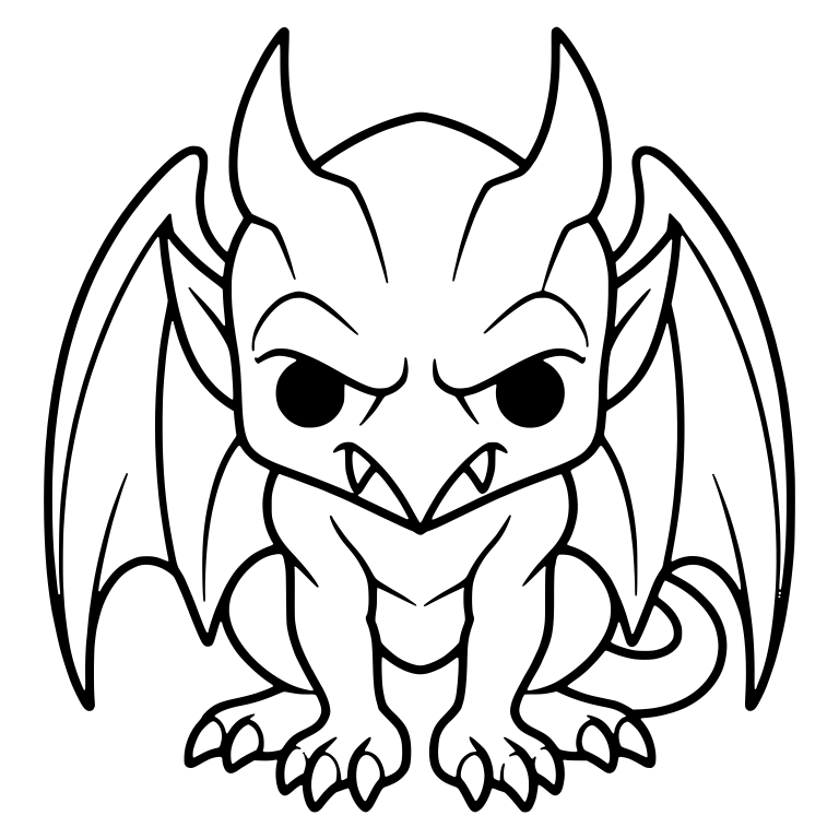 Gargoyle with Tall Pointed Horns and Curled Tail — free fantasy-creature SVG cut file