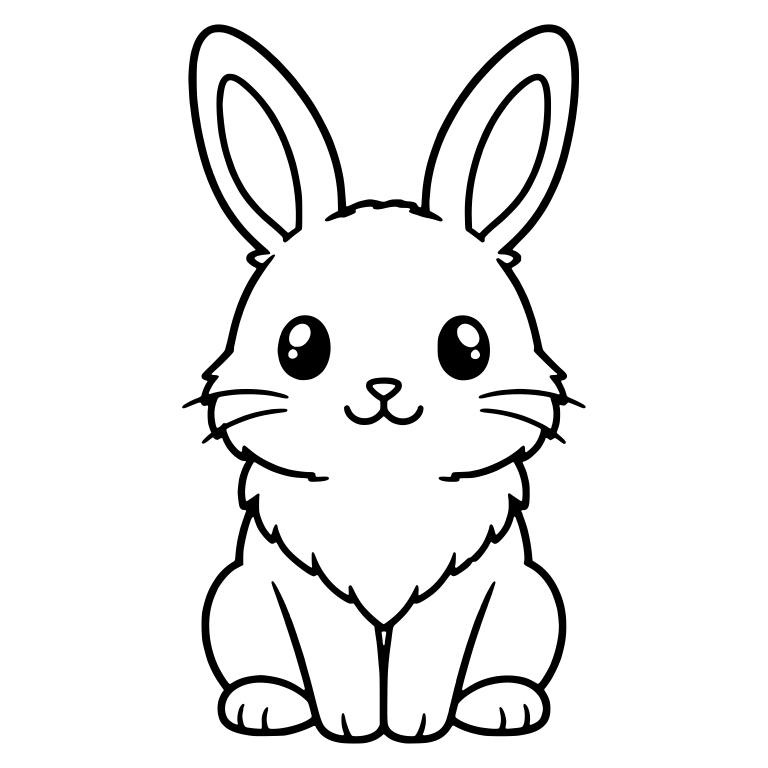 Sitting Bunny With Tall Ears and Fluffy Chest — free animal SVG cut file