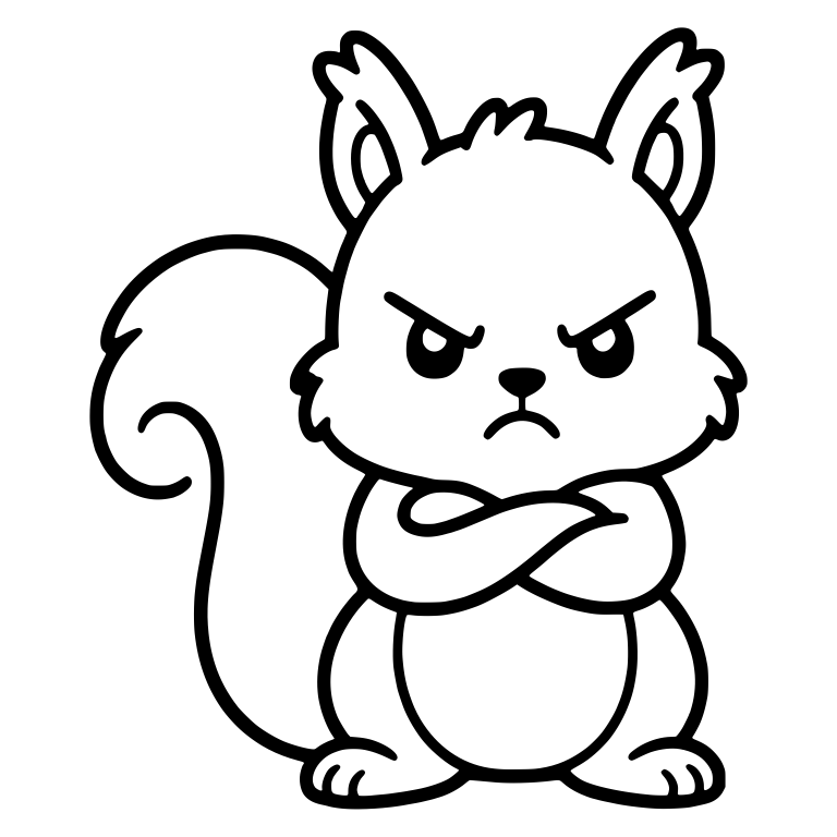Grumpy Squirrel Standing With Arms Crossed And Tufted Ears — free animal SVG cut file