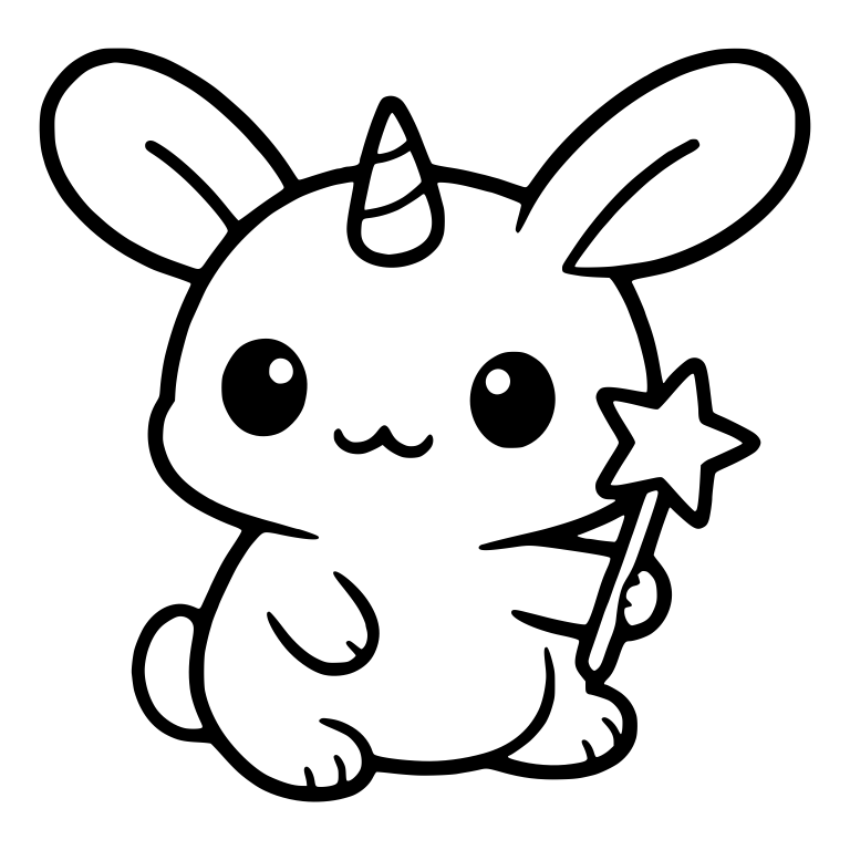 Unicorn Bunny With Striped Horn Holding a Star Wand — free animal SVG cut file