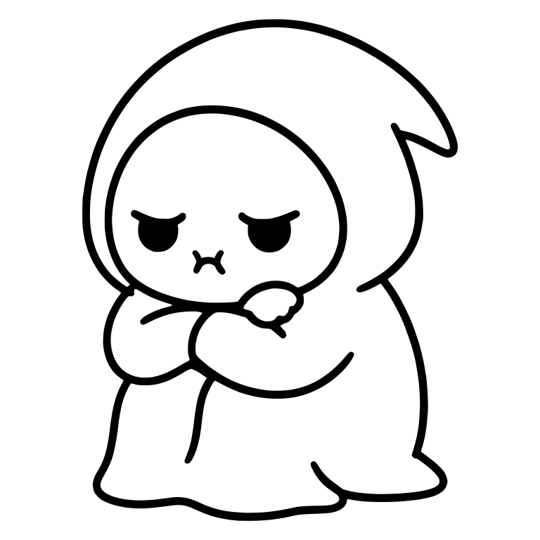 Cranky Grim Reaper Sitting With Arms Over Knees — free characters SVG cut file