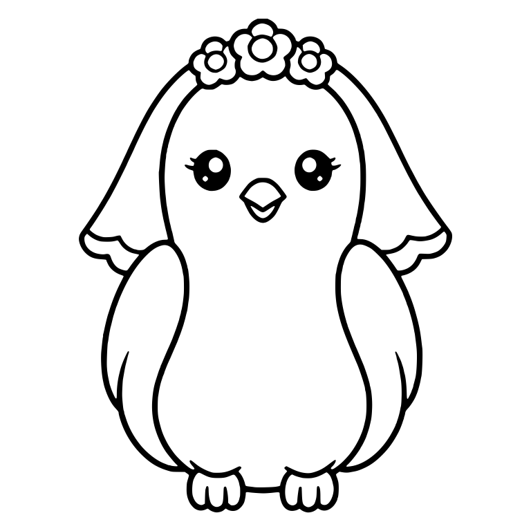 Front-Facing Dove With Veil and Flower Crown — free animal SVG cut file