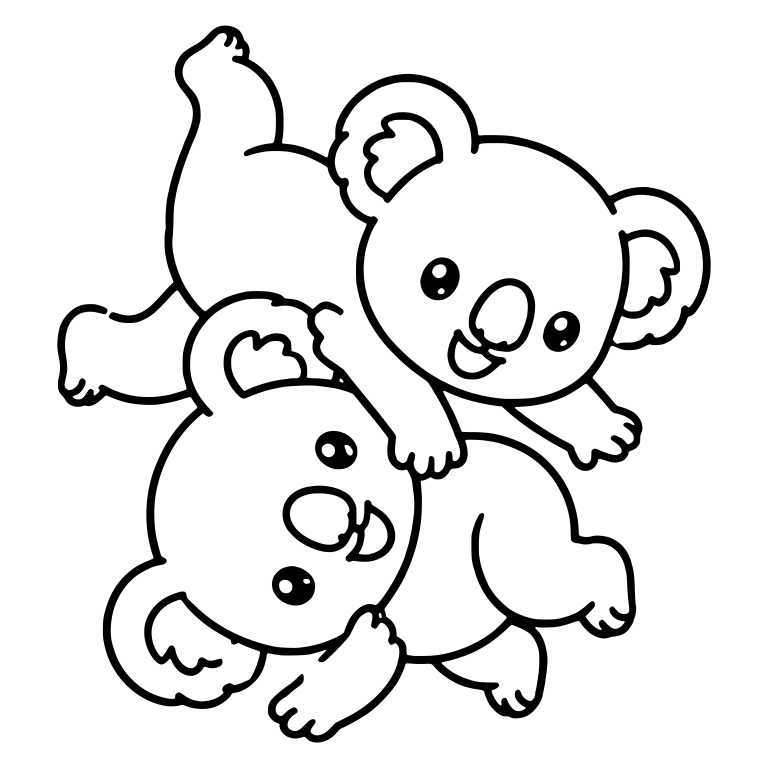 Two Koalas Somersaulting Over Each Other — free animal SVG cut file