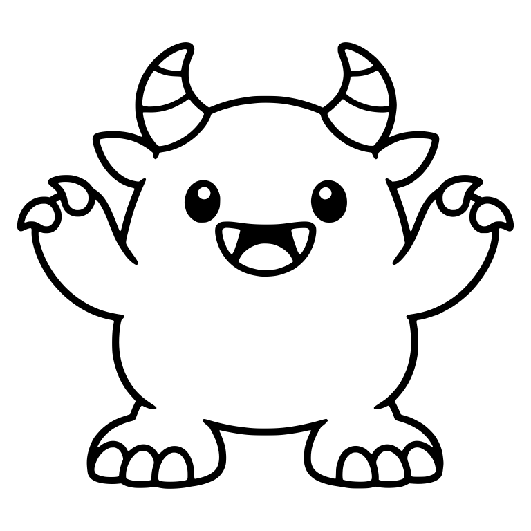 Horned Monster With Raised Claws and Striped Horns — free fantasy-creature SVG cut file