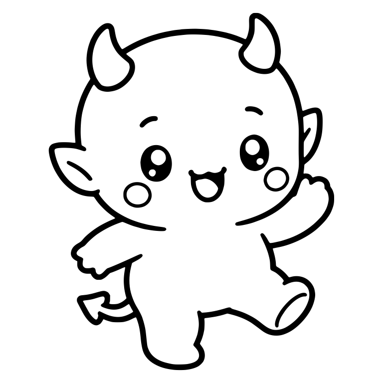 Dancing Little Devil Waving with Blush Cheeks — free fantasy-creature SVG cut file
