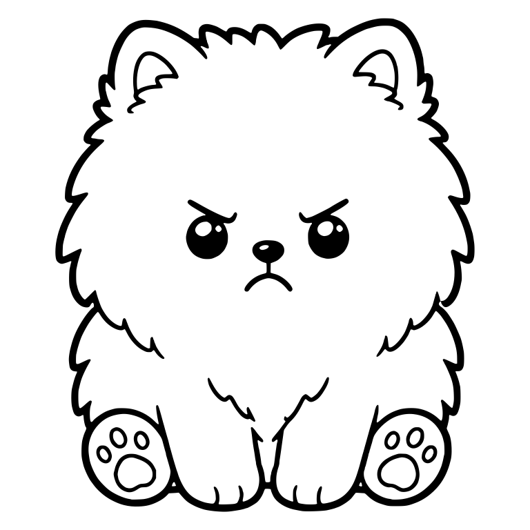 Grumpy Pomeranian Sitting with Paw Pads Showing — free animal SVG cut file