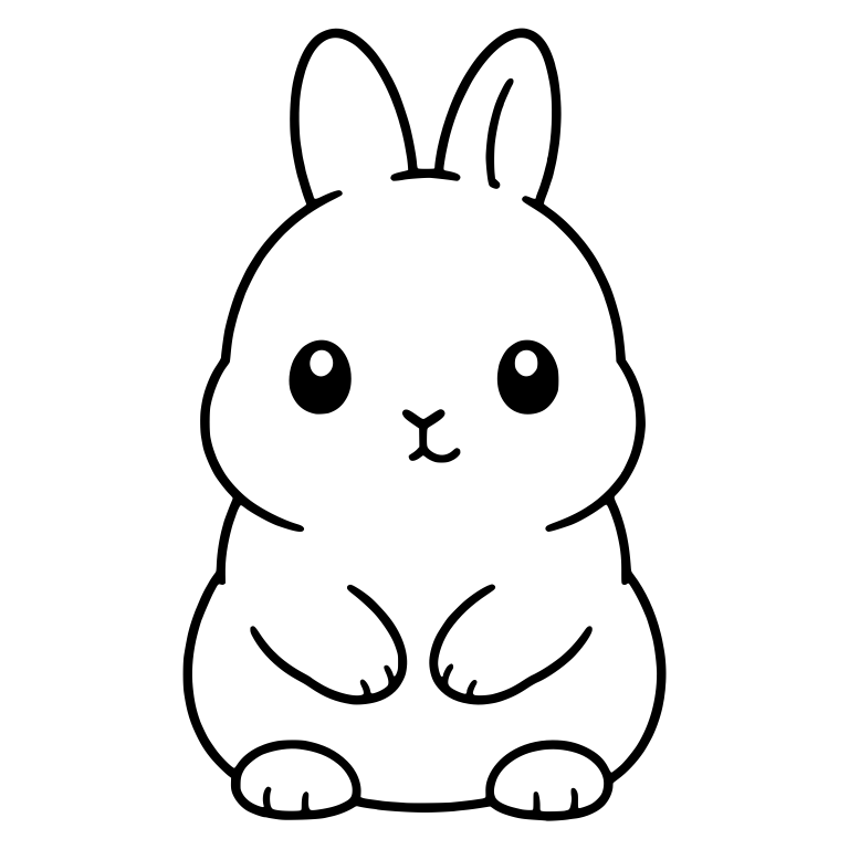 Kawaii Bunny With Short Ears Sitting Upright — free animal SVG cut file