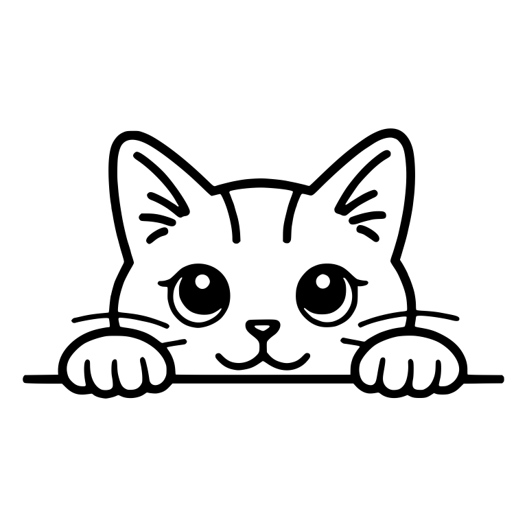 Striped-Forehead Cat Peeking Over Ledge With Sparkly Eyes — free animal SVG cut file