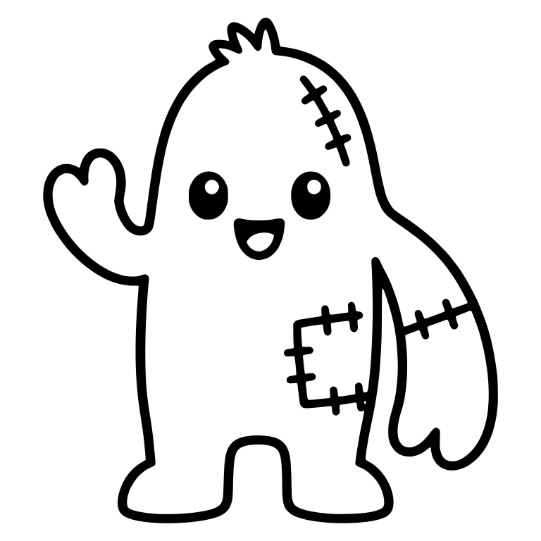 Waving Patchwork Monster With Sewn-On Arm — free fantasy-creature SVG cut file