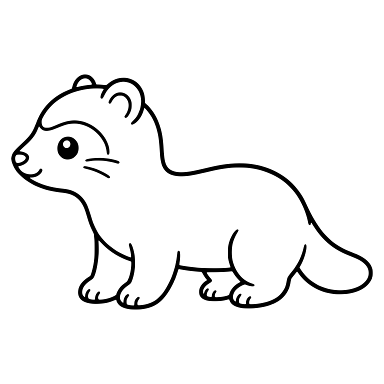Side View Ferret Walking with Smile and Curved Tail — free animal SVG cut file