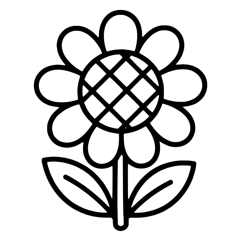 Sunflower With Crosshatch Center and Rounded Petals — free floral SVG cut file