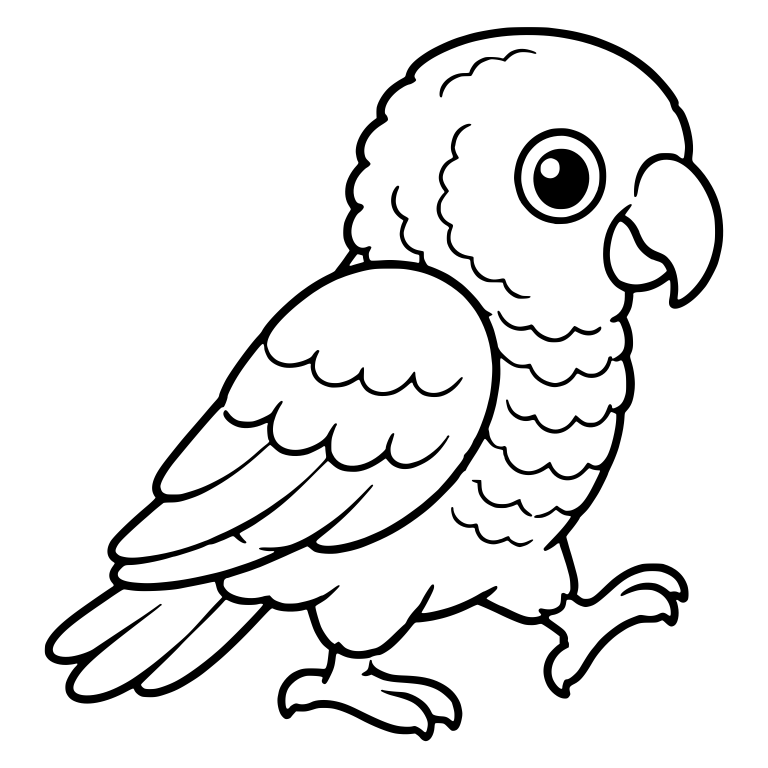 Walking Parrot With Raised Foot and Scalloped Chest — free animal SVG cut file