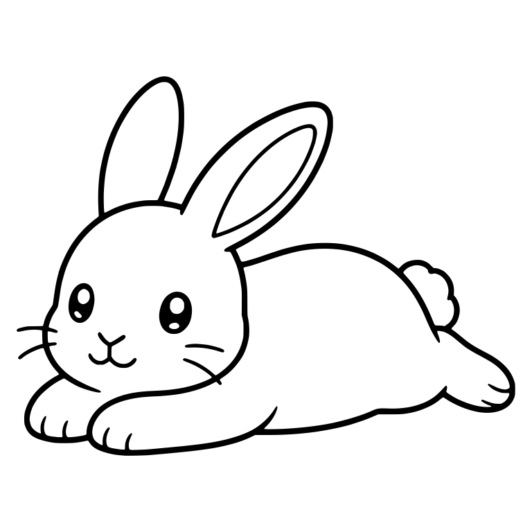 Kawaii Bunny Stretched Out With Front Paws Forward — free animal SVG cut file