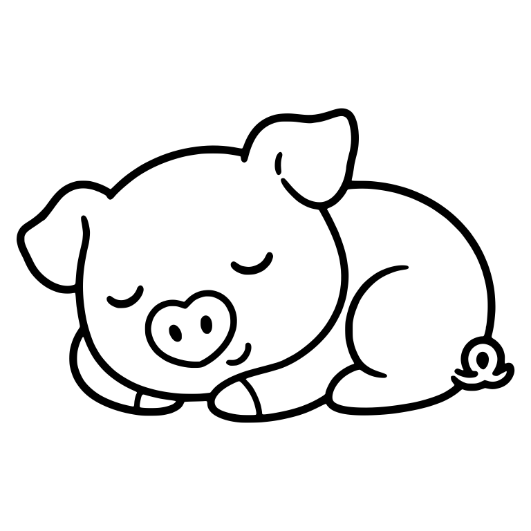Sleeping Curled Up Piglet With Heart Nose — free animal SVG cut file