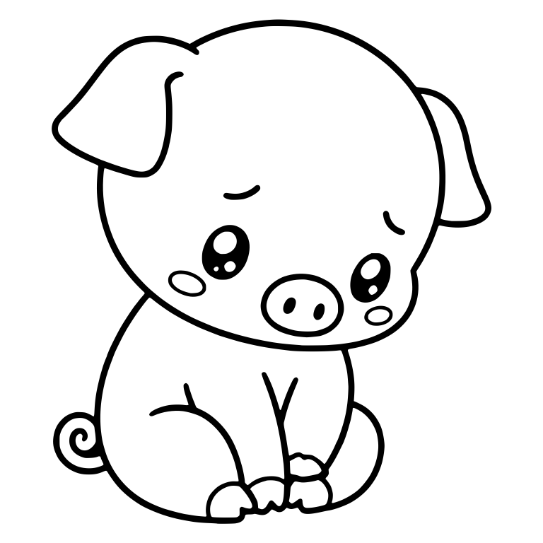 Shy Piglet Sitting with Head Tilted and Blushing — free animal SVG cut file