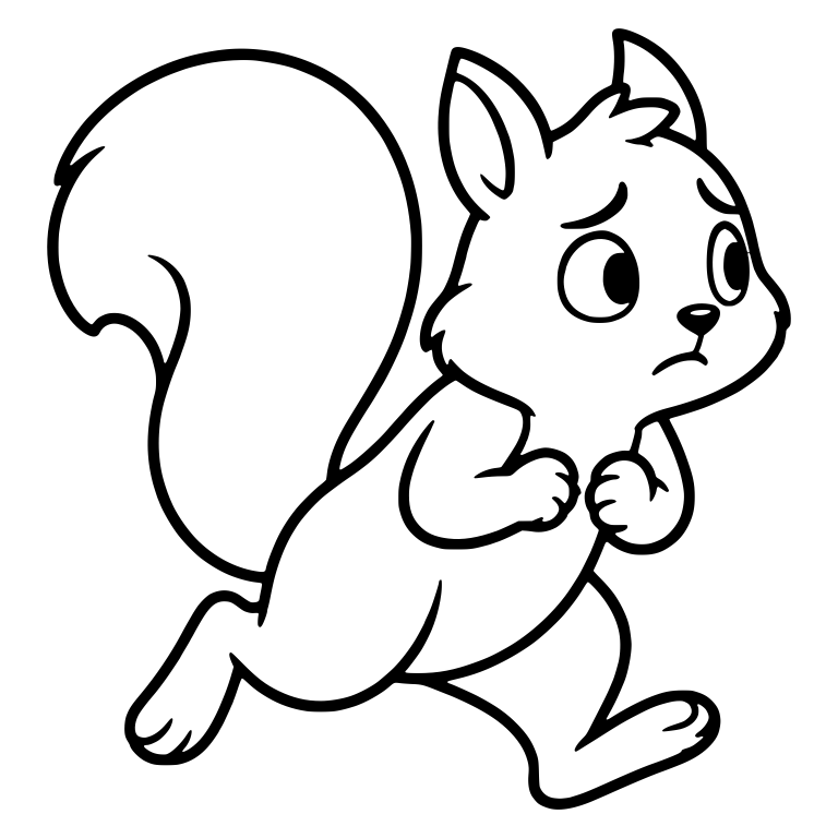 Worried Squirrel Running with Clenched Fists and Frown — free animal SVG cut file