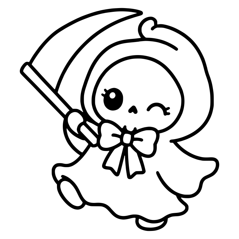 Winking Grim Reaper With Neck Bow and Raised Scythe — free characters SVG cut file