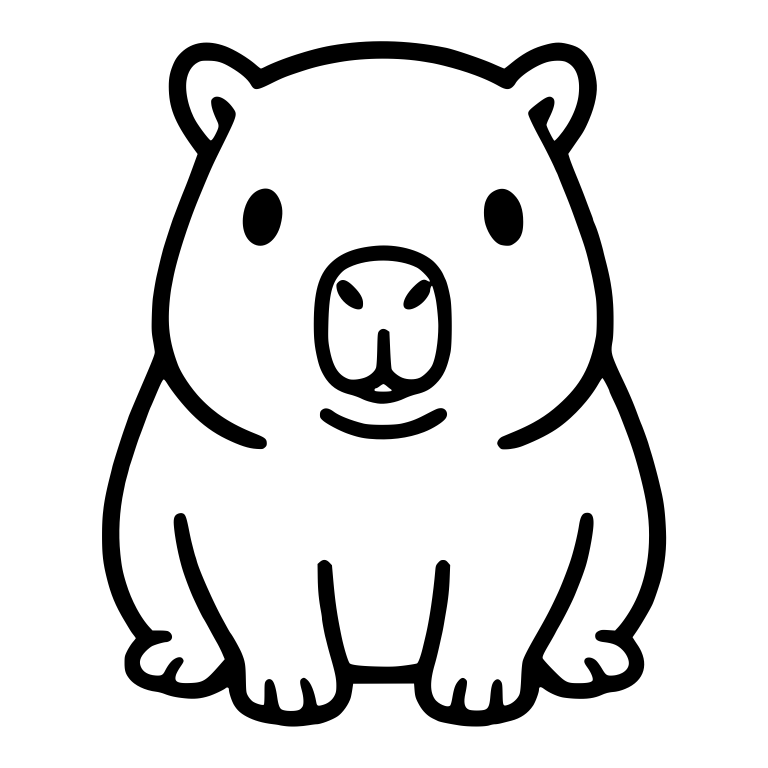 Capybara Sitting Front View With Outlined Snout and Teeth — free animal SVG cut file