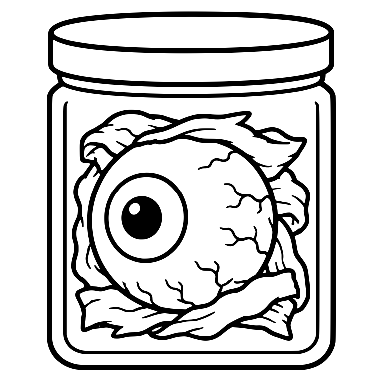 Veined Eyeball in Glass Jar with Wrapped Strips — free objects SVG cut file