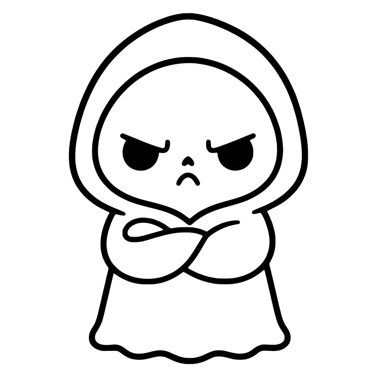 Annoyed Round-Hood Grim Reaper With Arms Crossed — free characters SVG cut file