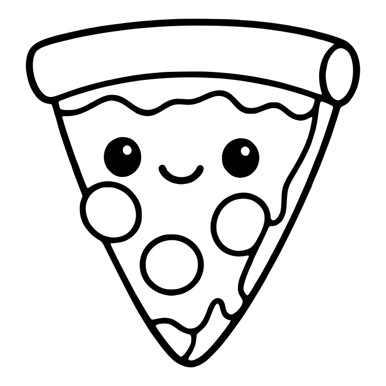 Smiling Pizza Slice With Three Pepperoni And Thick Crust — free food SVG cut file