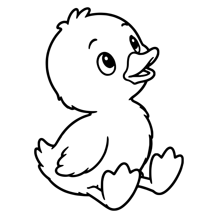 Fluffy Duckling Sitting and Looking Up — free animal SVG cut file