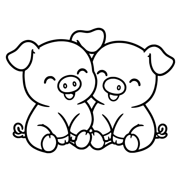 Two Piglets Sitting Snuggled Together — free animal SVG cut file