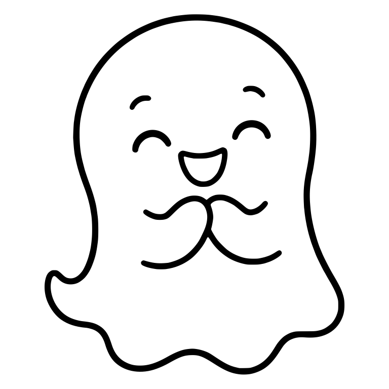Giggling Ghost with Clasped Hands and Open Smile — free fantasy-creature SVG cut file