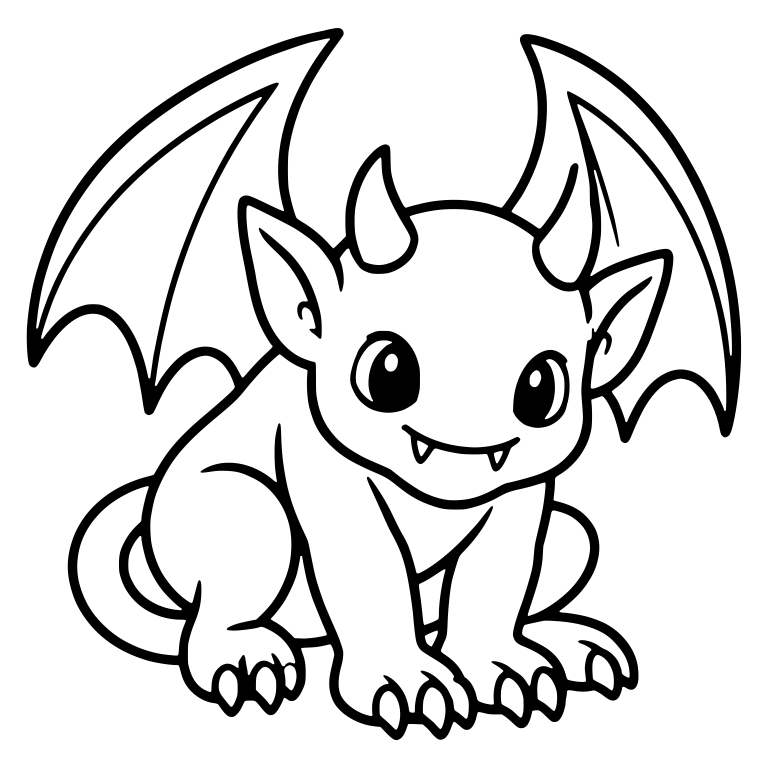 Baby Gargoyle With Large Bat Wings And Tiny Fangs — free fantasy-creature SVG cut file