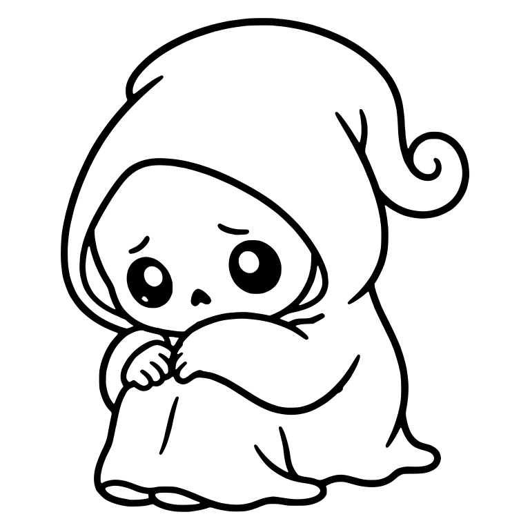 Sad Reaper Hugging Knee With Spiral Hood Tip — free characters SVG cut file