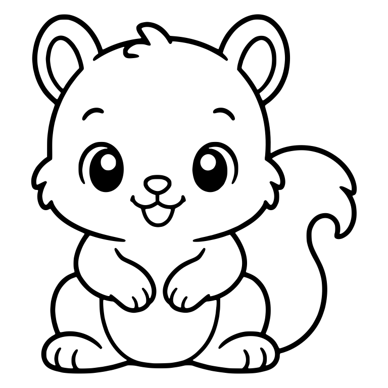 Chubby Squirrel Sitting with Paws on Belly — free animal SVG cut file