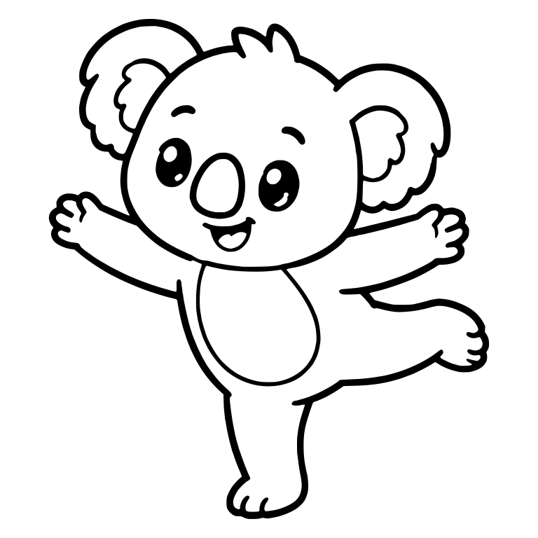 Koala Balancing on One Leg with Other Leg Stretched Out — free animal SVG cut file