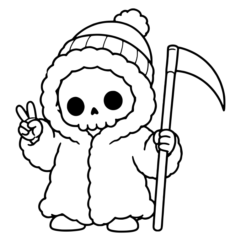 Fluffy Coat Reaper Making a Peace Sign — free characters SVG cut file