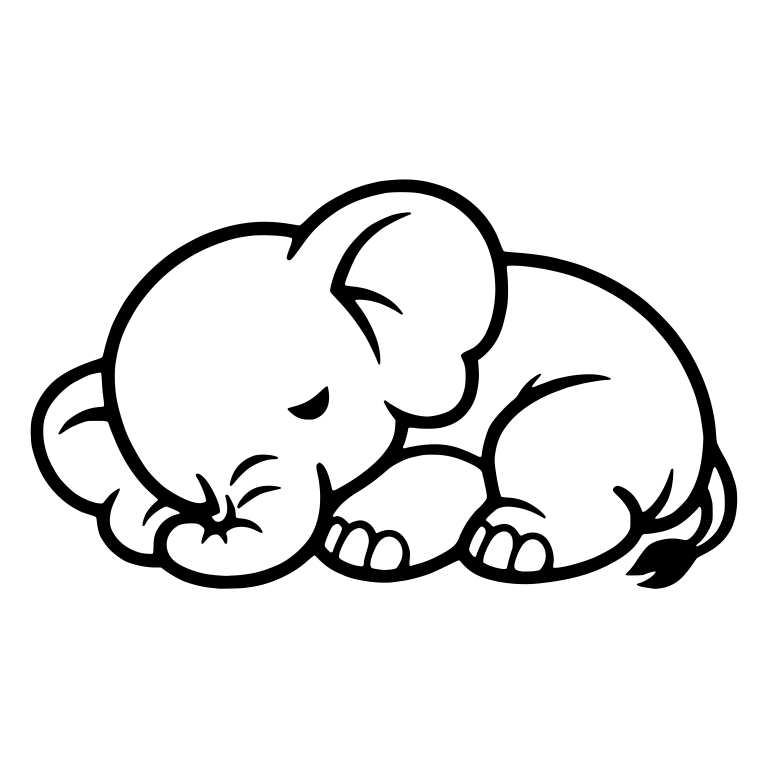 Sleeping Baby Elephant With Trunk Resting on Front Foot — free animal SVG cut file