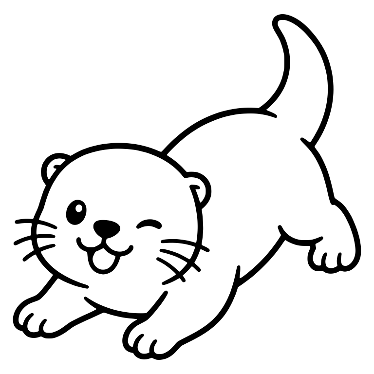 Winking Otter Leaping Forward With Tail Raised — free animal SVG cut file