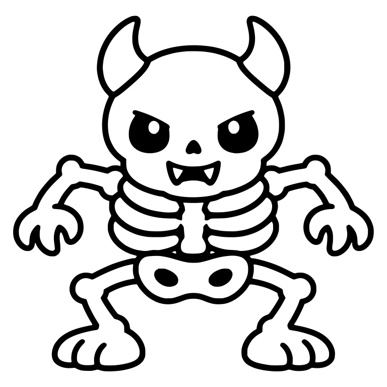 Angry Horned Skeleton Monster With Fangs And Claws — free skeleton SVG cut file