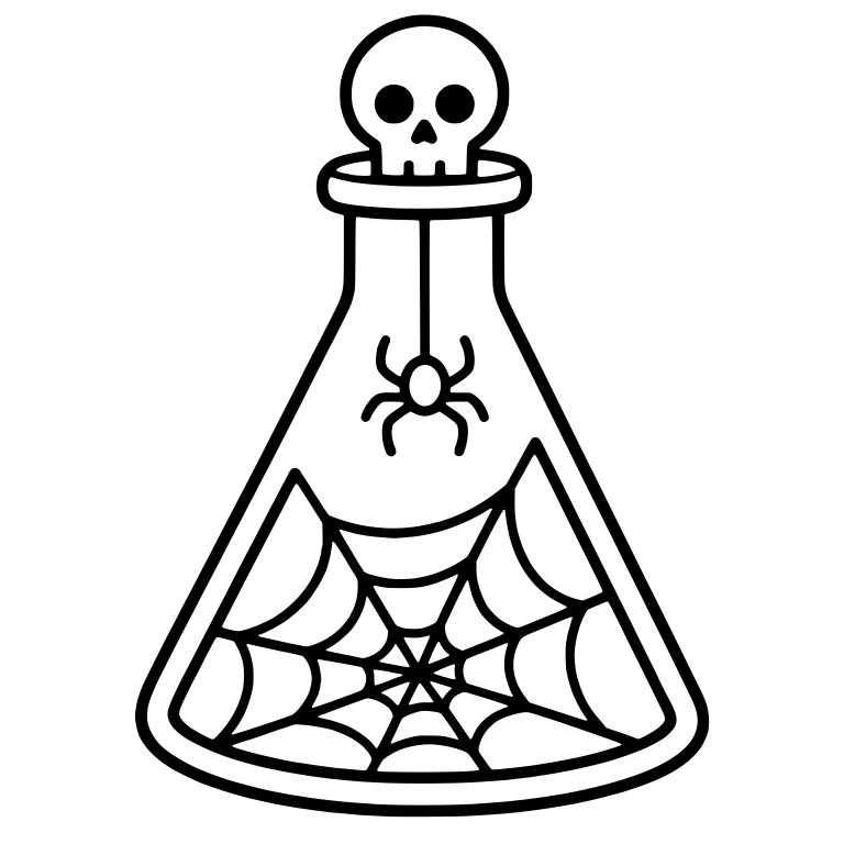 Cobweb Flask With Skull Stopper And Hanging Spider — free objects SVG cut file