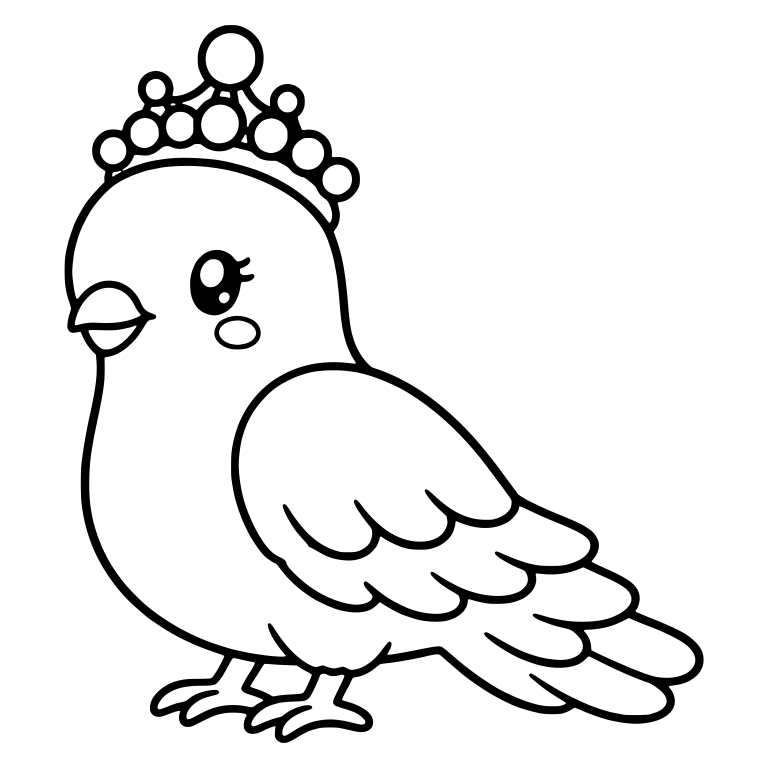 Standing Dove with Beaded Pearl Crown and Blush Cheek — free animal SVG cut file