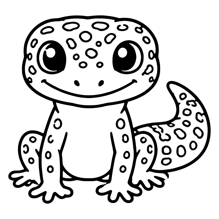 Sitting Leopard Gecko With Spots And Big Smile — free animal SVG cut file