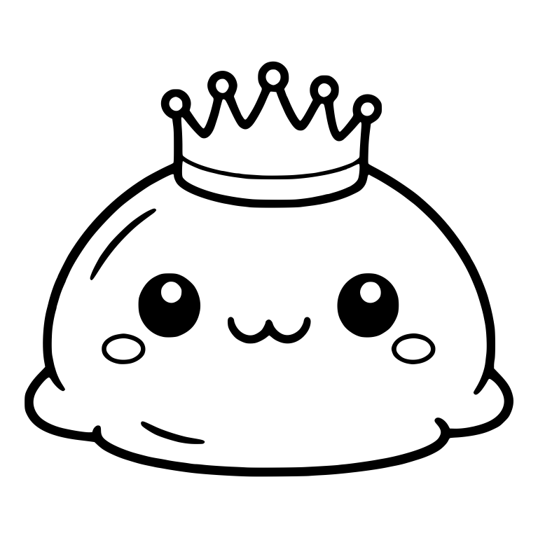 Crowned Slime Blob with Blushing Cheeks — free fantasy-creature SVG cut file